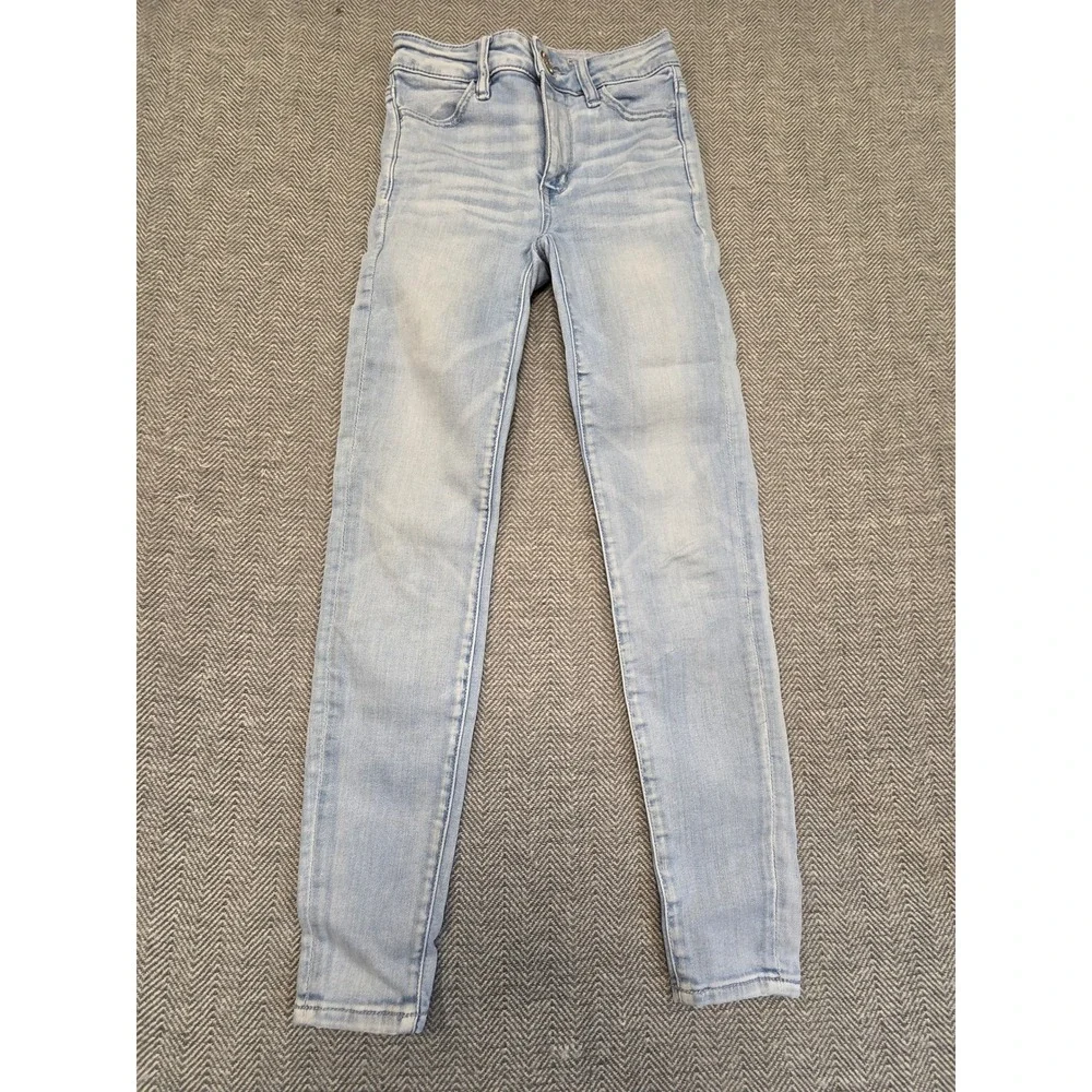 American Eagle Ne(x)t Level Stretch Skinny Jeans Light Wash Blue Womens 00 Reg